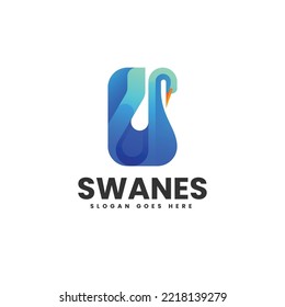 Vector Logo Illustration Swan Gradient Colorful Style.