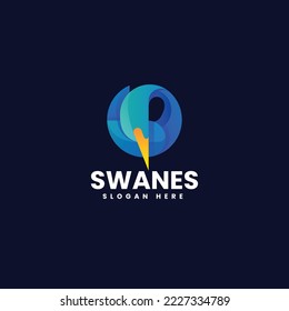 Ilustración del logotipo del vector Estilo de color gradiente del cigüeñal