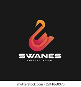 Vector Logo Illustration Swan Gradient Colorful Style.