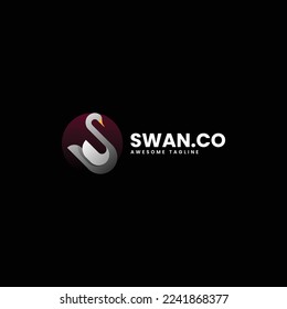 Vector Logo Illustration Swan Gradient Colorful Style.