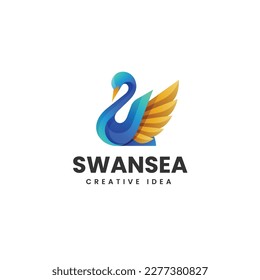 Vector Logo Illustration Swan Gradient Colorful Style