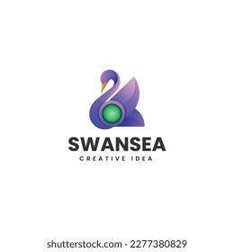 Vector Logo Illustration Swan Gradient Colorful Style