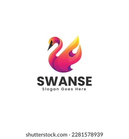 Vector Logo Illustration Swan Gradient Colorful Style