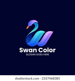 Vector Logo Illustration Swan Gradient Colorful Style