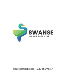 Vector Logo Illustration Swan Gradient Colorful Style