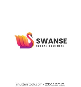 Vector Logo Illustration Swan Gradient Colorful Style