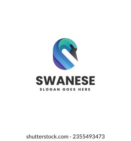 Vector Logo Illustration Swan Gradient Colorful Style