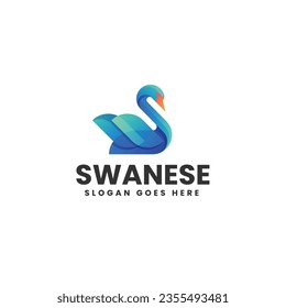 Vector Logo Illustration Swan Gradient Colorful Style