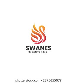 Vector Logo Illustration Swan Gradient Colorful Style