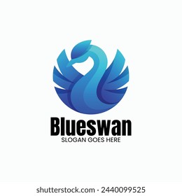 Vector Logo Ilustración Swan Gradiente Estilo Colorido