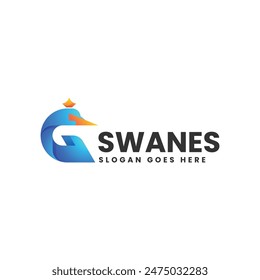 Vector Logo Illustration Swan Gradient Colorful Style