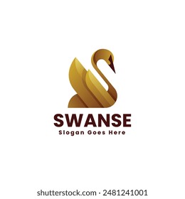 Vector Logo Illustration Swan Gradient Colorful Style