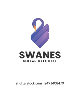 Vector Logo Illustration Swan Gradient Colorful Style