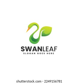 Vector Logo Illustration Swan Leaf Gradient Colorful Style.