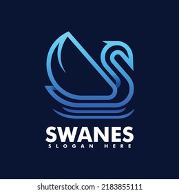 Ilustración del logotipo vectorial Estilo de gradiente de la línea de cisne.
