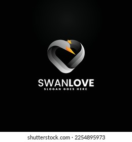 Vector Logo Illustration Swan Love Gradient Colorful Style.