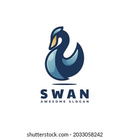 Ilustración del logotipo vectorial Estilo de mascota simple del cisne.