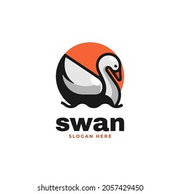 Vector Logo Illustration Swan Simple Mascot Style