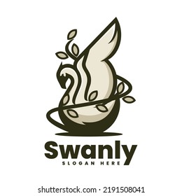 Ilustración del logotipo vectorial Estilo de mascota simple del cisne.