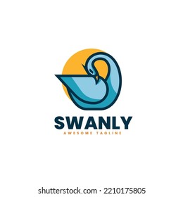 Vector Logo Illustration Swan Simple Mascot Style