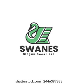 Vector Logo Illustration Swan Simple Mascot Style
