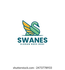 Vector Logo Ilustración Swan Simple Estilo Mascota