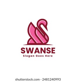 Vector Logo Illustration Swan Simple Mascot Style
