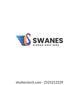 Vector Logo Ilustración Swanes Gradiente Estilo colorido