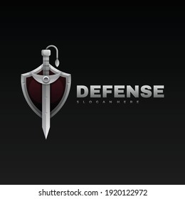 Vector Logo Illustration Sword Gradient Colorful Style.