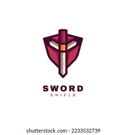 Logo del vector Ilustración Espada Sword Estilo de mascota simple