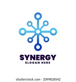 Vector Logo Illustration Synergy Gradient Line Art Style.
