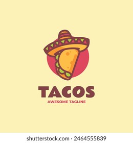 Vector Logo Illustration Tacos Simple Mascot Style.