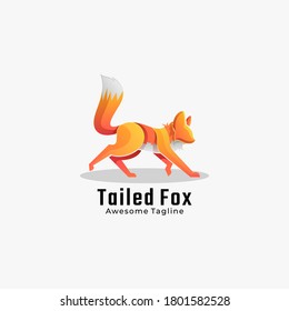 Vector Logo Illustration Tailed Fox Gradient Colorful Style.