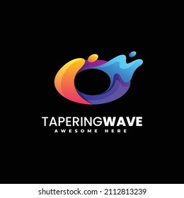 Vector Logo Illustration Tapering Wave Gradient Colorful Style.