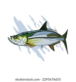 vector logo illustration tarpon fish