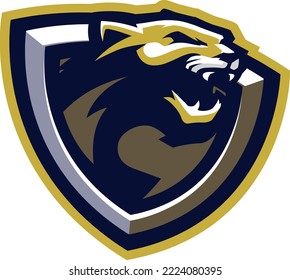 Vector logo Illustration, team mascot, with the image of a Puma inside a shield, fit for different sports and e-sports organizations.