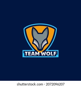 Vector Logo Illustration Team Wolf Simple Mascot Style.