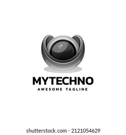 Vector Logo Illustration Technology Gradient Colorful Style.