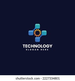 Vector Logo Illustration Technology Gradient Colorful Style.