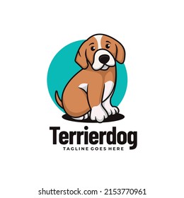 Vector Logo Illustration Terrier Dog Mascot Cartoon Style.