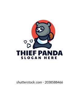 Logo Vector Ilustración Ladrón Panda Estilo De Caricatura De Mascota.