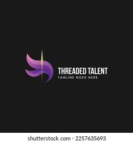 Vector Logo Illustration Threaded Talent Gradient Colorful Style.