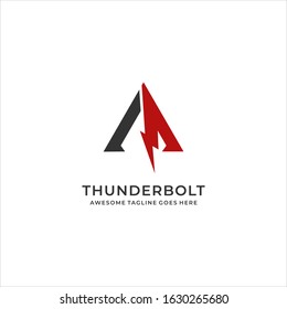 Vector Logo Illustration Thunder Bold Line Art Style