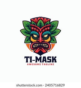 Vector Logo Illustration Ti Mask Mascot Cartoon Style