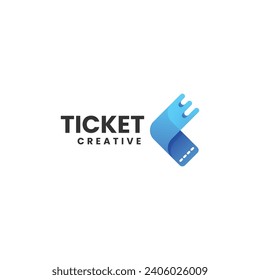 Vector Logo Illustration Ticket Gradient Colorful Style