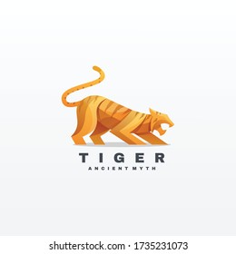 Vector Logo Illustration Tiger Gradient Colorful Style.