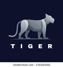 Vector Logo Illustration Tiger Gradient Colorful Style.