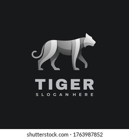Vector Logo Illustration Tiger Gradient Colorful Style.
