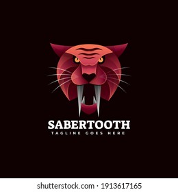 Vector Logo Illustration Tiger Gradient Colorful Style.