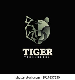 Vector Logo Illustration Tiger Gradient Colorful Style.